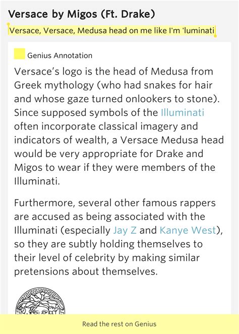 versace versace medusa head on me like im illuminati|Migos feat. Drake .